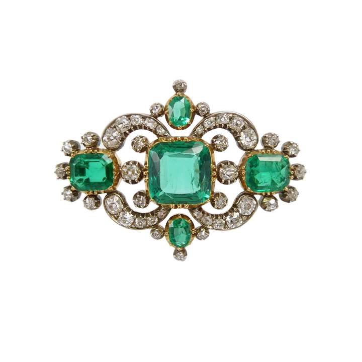 Regency emerald and diamond brooch